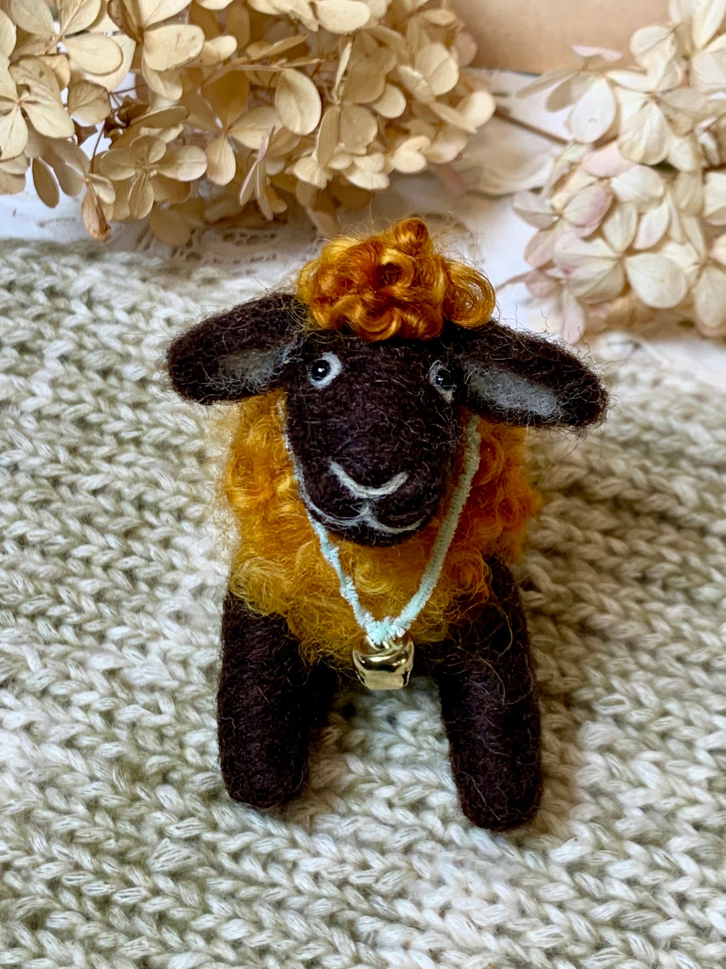 Needle Felted Sheep Cinnamon – Handmade Wool Animal, Soft Pastel Spring Decor, Collectible Waldorf Doll, Farmhouse Gift