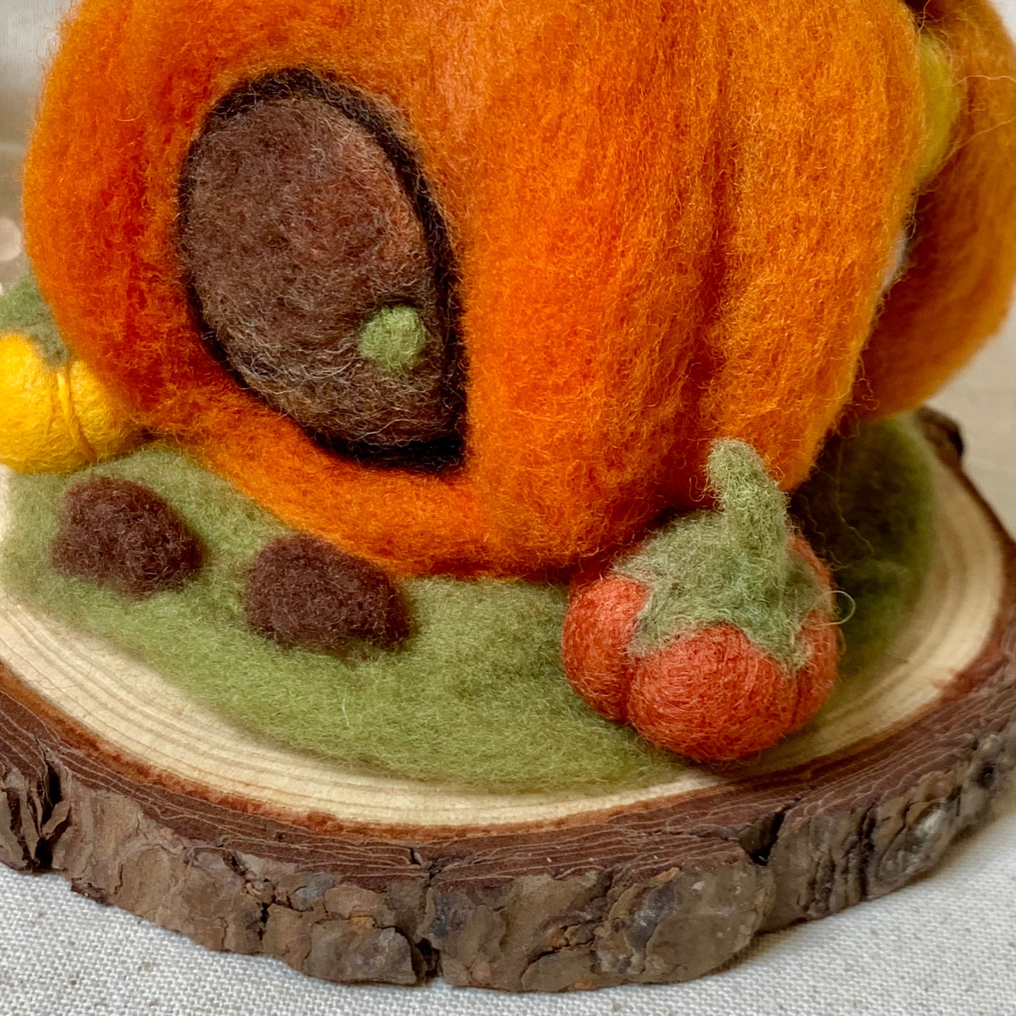 Needle Felt Pumpkin Fairy House - Forest Decor – Handmade Woodland Waldorf Inspired Soft Sculpture