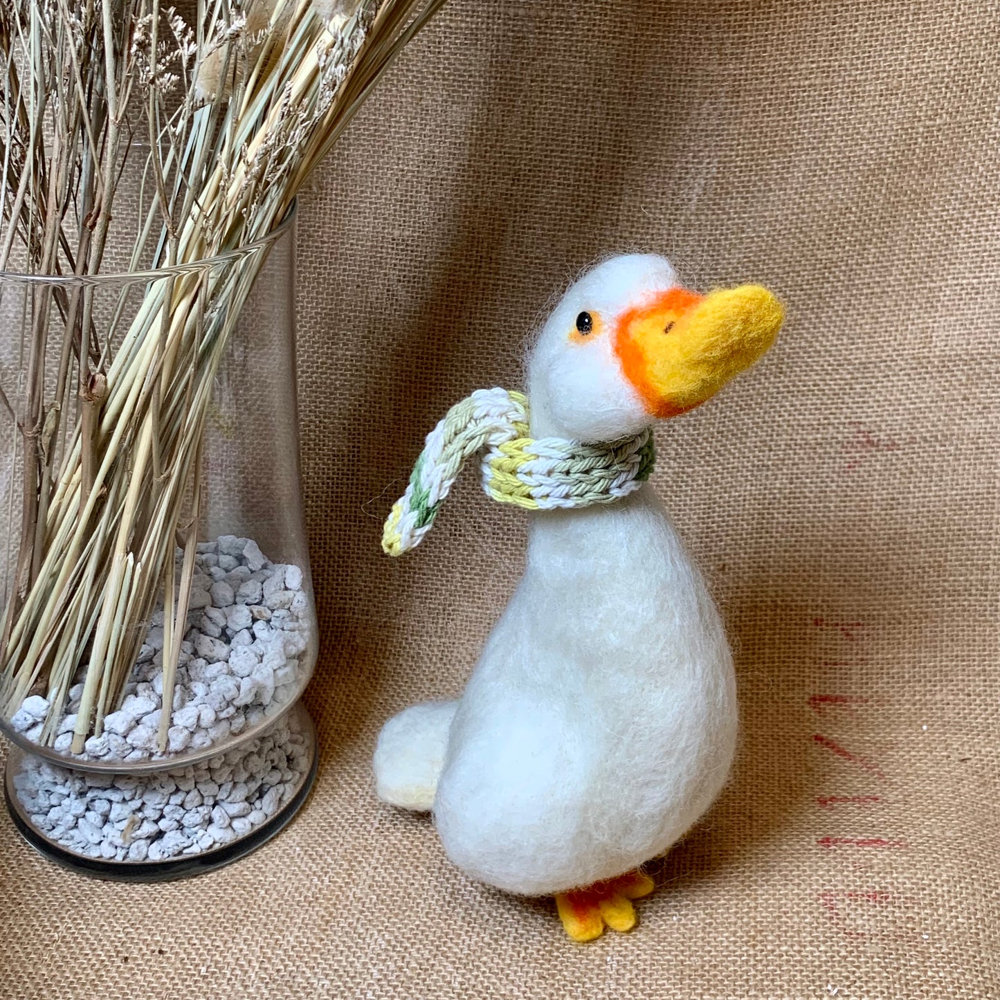 Handmade Needle Felted Goose – Wool Valentine Ornament & Collectible