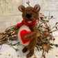 Needle Felted Bear: Handmade Wool Teddy with Heart Scarf