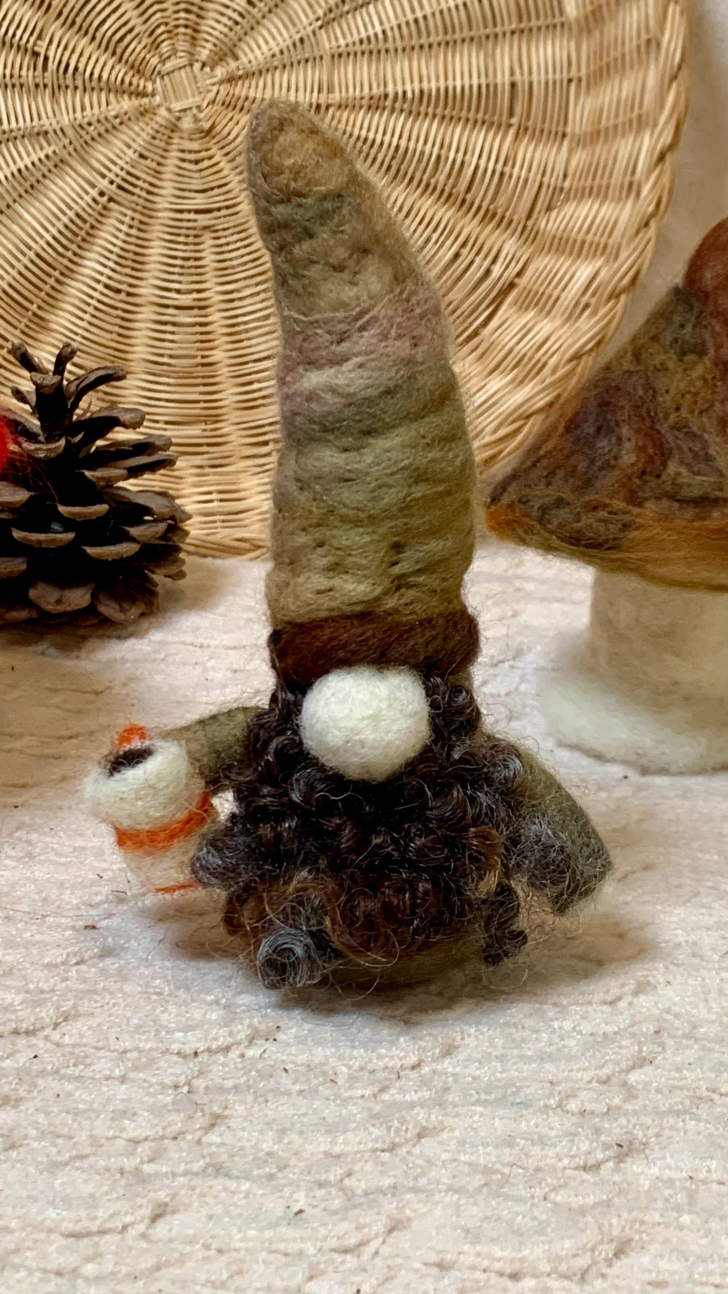 Needle Felt Gnome – Autumn Nordic Fall Decor – Short Wool Gonk – Handmade Woodland Gnome Waldorf Inspired Sculpture
