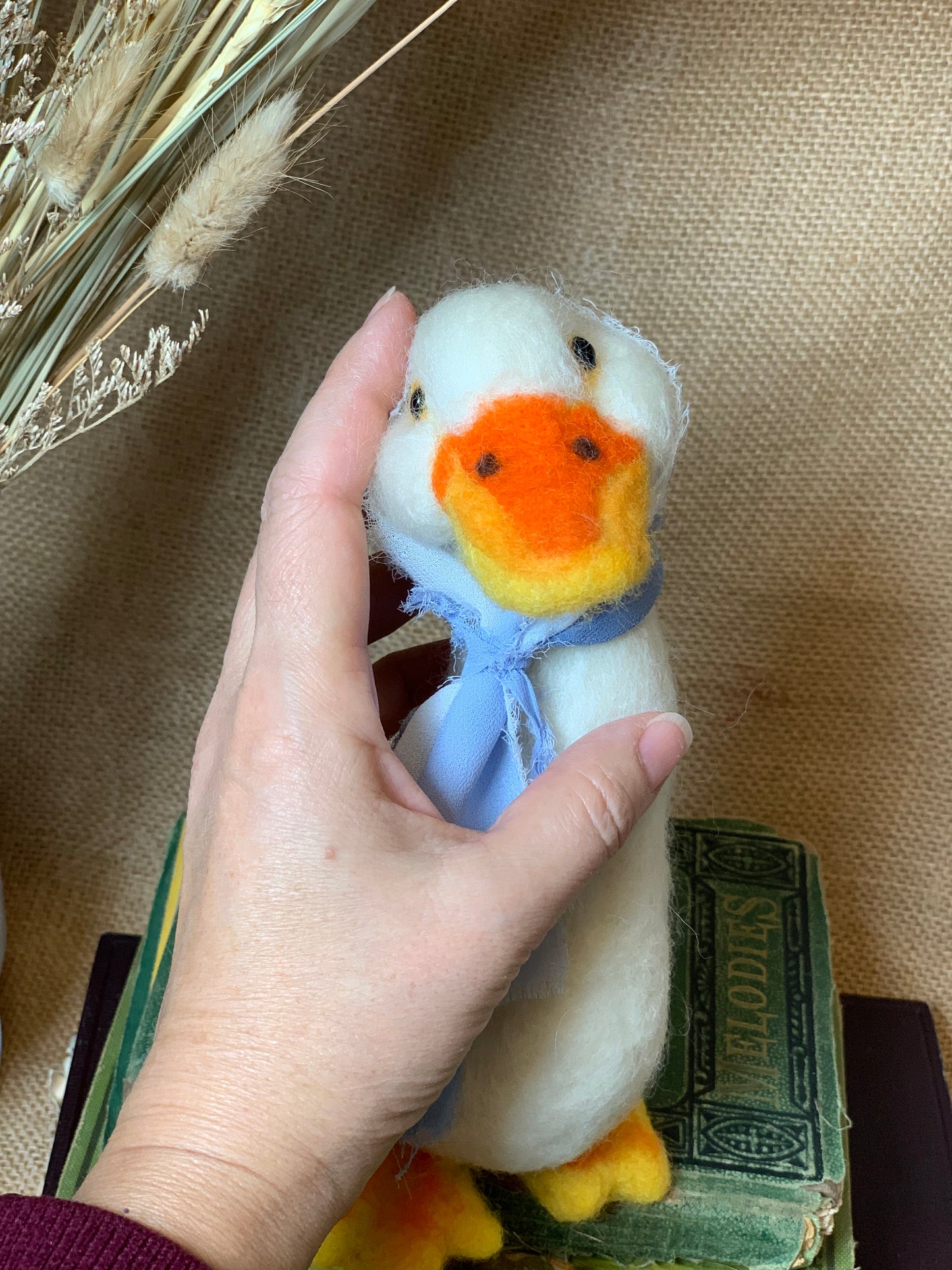 Handmade Needle Felted Lady Goose Glyceria – Wool Valentine Ornament & Collectible