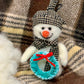 Christmas Felted Snowman - Handmade Toy with Winter Bell, Festive Decoration or Collectible Gift