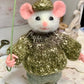 Needle-Felted Lucas the Mouse – Handmade Natural Fiber Art Doll | Whimsical Collectible with Autumn Leaf