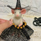 Needle-Felted Pippa the Witch Mouse – Handmade Natural Fiber Art Doll | Whimsical Woodland Decor Collectible Dressed Figurine