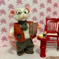 Needle Felted Mouse, Mr. Whiskers, with Glasses and Wine, Birthday present, Felt mouse, Eco Toy, OOAK Art Doll, made in USA, Grandpa Gift