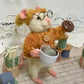 Maximilian Nibbleton the Coffee Mouse – OOAK Needle Felted White Mouse | Handmade Art Doll