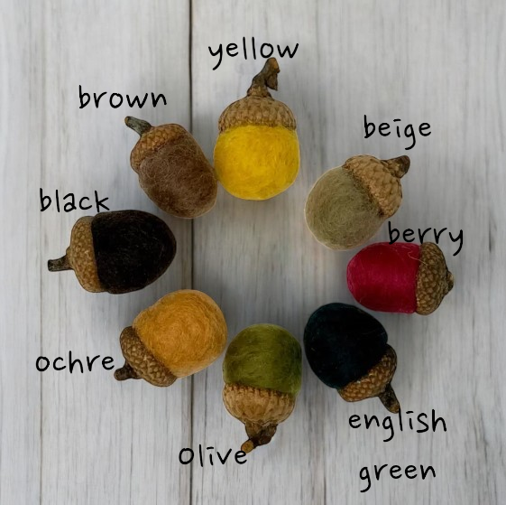 Handmade Felt Acorn Ornaments – Rustic Fall Decor, Bowl Fillers, Farmhouse Autumn Accents (Set of 6)