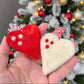 needle felted heart ornaments