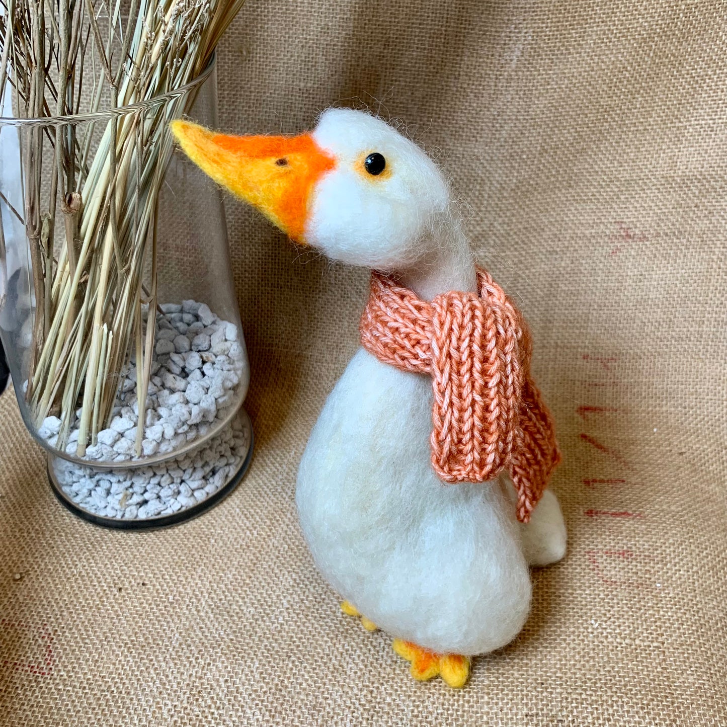 Handmade Needle Felted Goose – Wool Valentine Ornament & Collectible