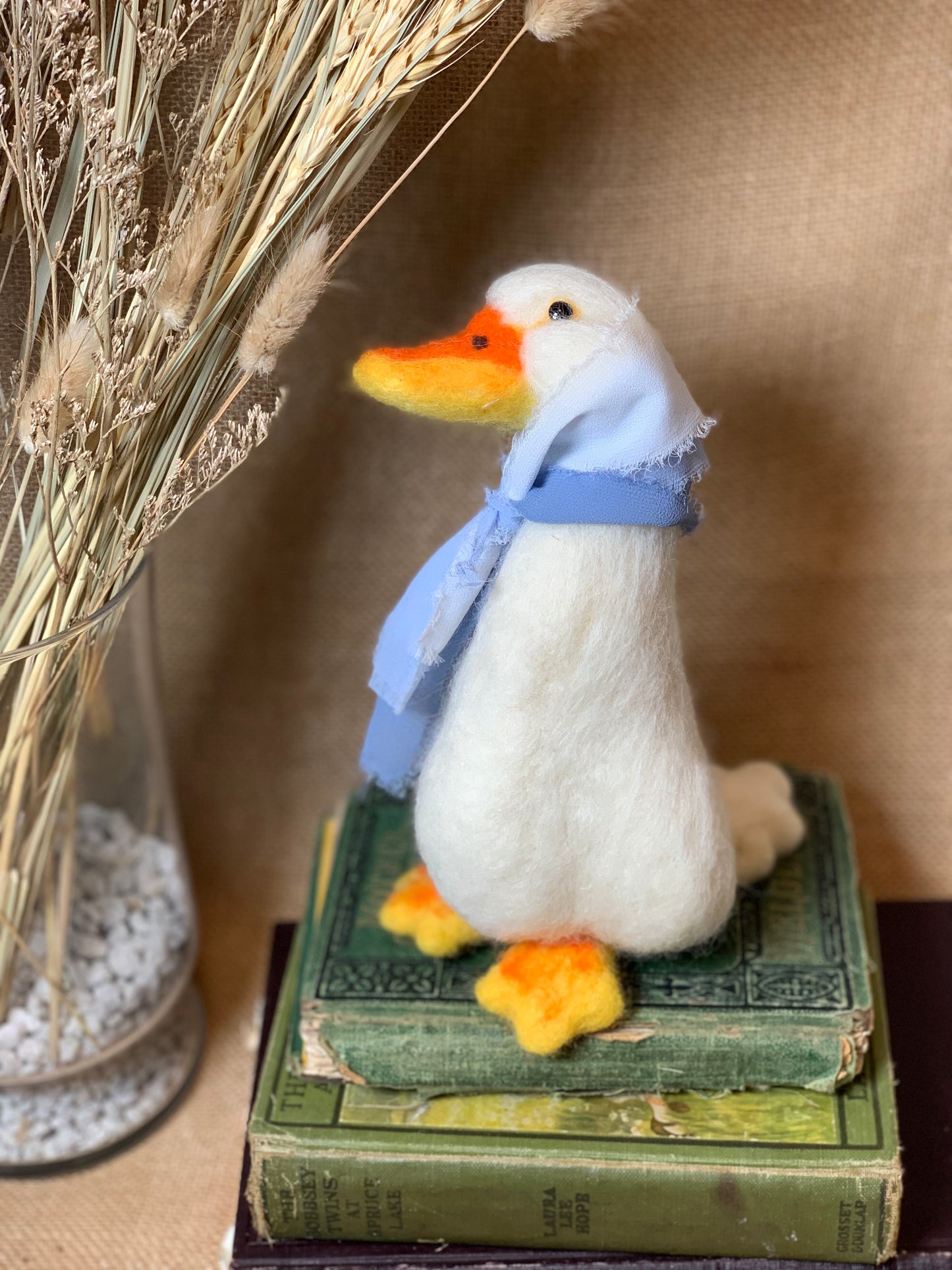 Handmade Needle Felted Lady Goose Glyceria – Wool Valentine Ornament & Collectible