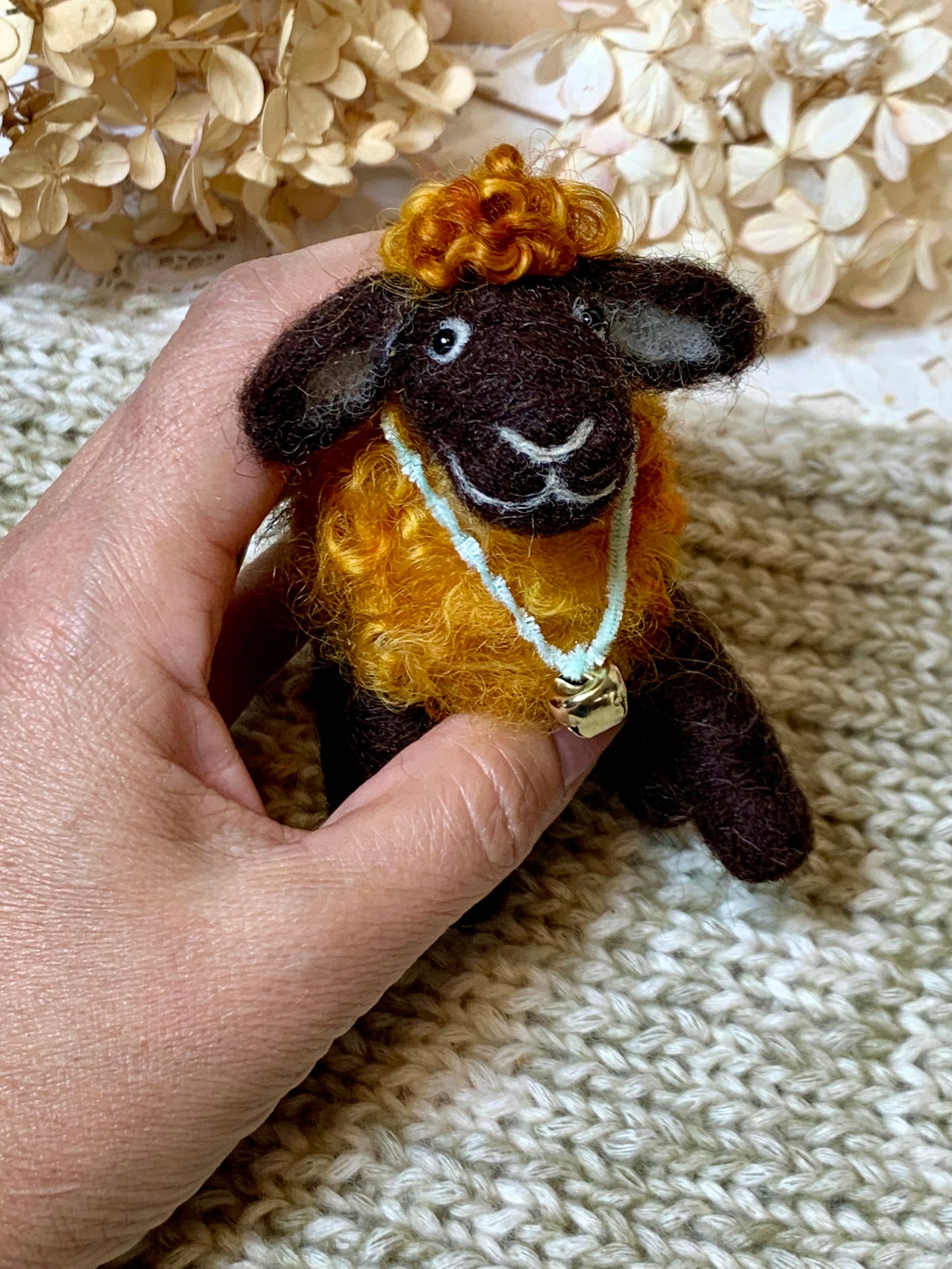 Needle Felted Sheep Cinnamon – Handmade Wool Animal, Soft Pastel Spring Decor, Collectible Waldorf Doll, Farmhouse Gift