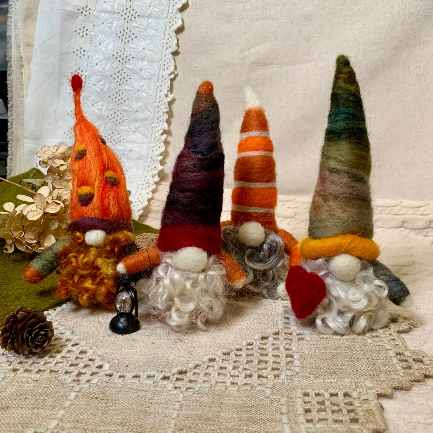 Needle Felt Gnome – Autumn Nordic Fall Decor – Large Wool Gonk – Handmade Woodland Gnome Waldorf Inspired Sculpture