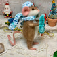 Christmas Mouse Pip Cute Toy Waldorf inspired Sweet Little Beige Stuffed Animal Winter Elf with Wreath Needle Felted Dressed Figurine Winter