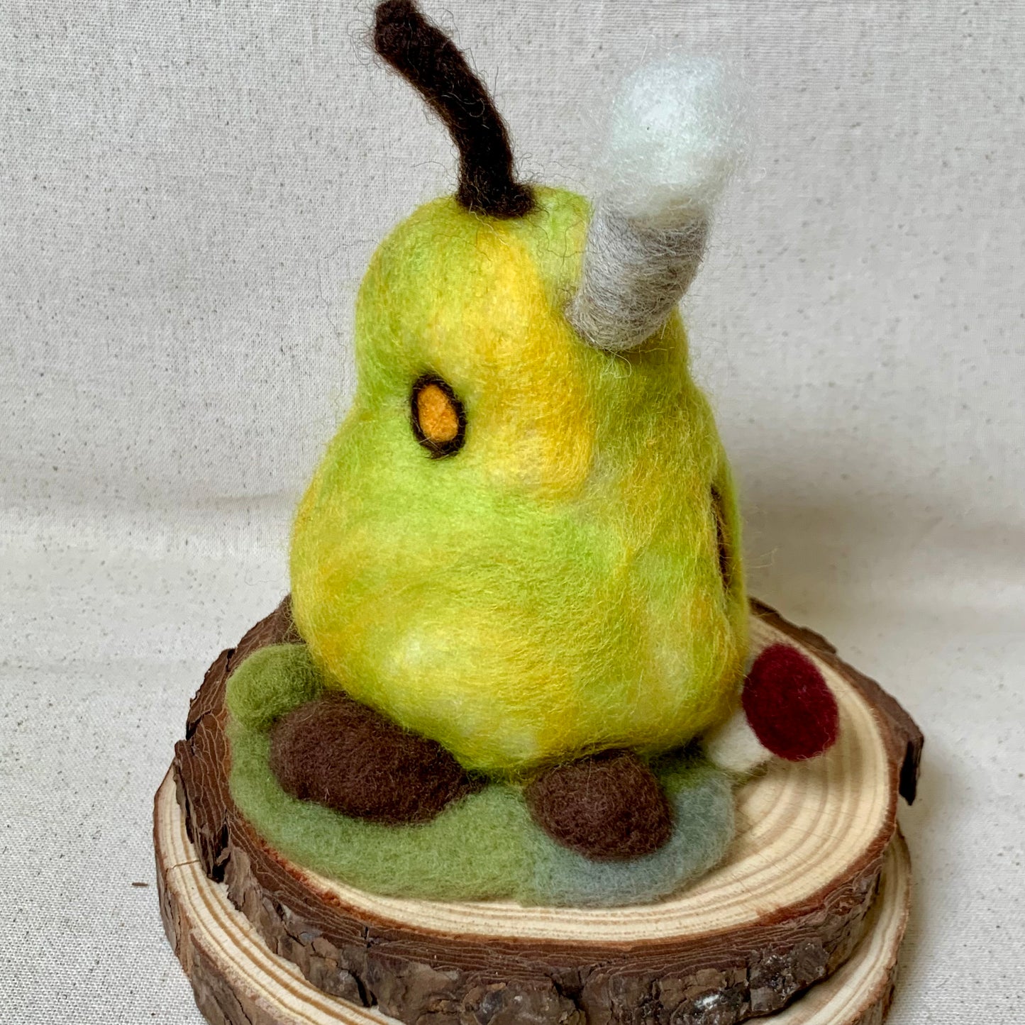Needle Felt Pear Mouse House - Forest Decor – Handmade Woodland Waldorf Inspired Soft Sculpture