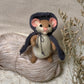 Peter the Mouse – Needle Felted Wool Wanderer with Cloak & Walking Stick | Handmade Collectible Art Doll