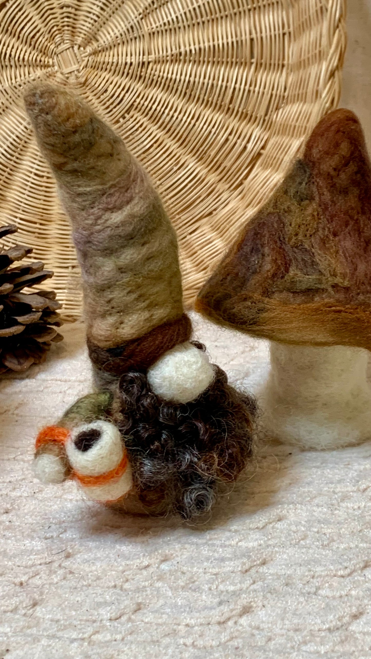 Needle Felt Gnome – Autumn Nordic Fall Decor – Short Wool Gonk – Handmade Woodland Gnome Waldorf Inspired Sculpture