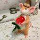 Needle-Felted Mouse with Strawberry – Handmade Natural Fiber Art Doll | Whimsical Woodland Decor Collectible Dressed Figurine