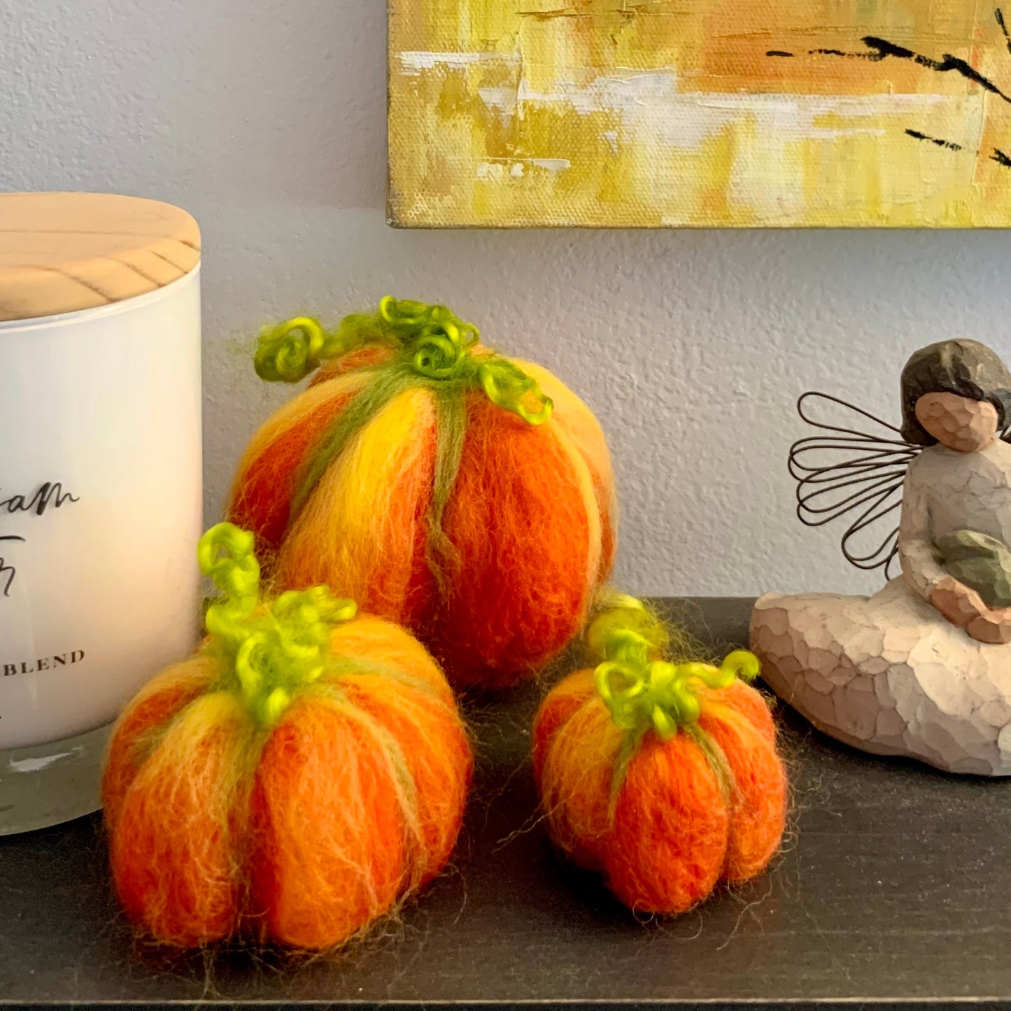 Needle-Felted Pumpkin – Handmade Autumn Wool Sculptures – Fall Table Centerpiece - Cottagecore Home Decoration (Copy)