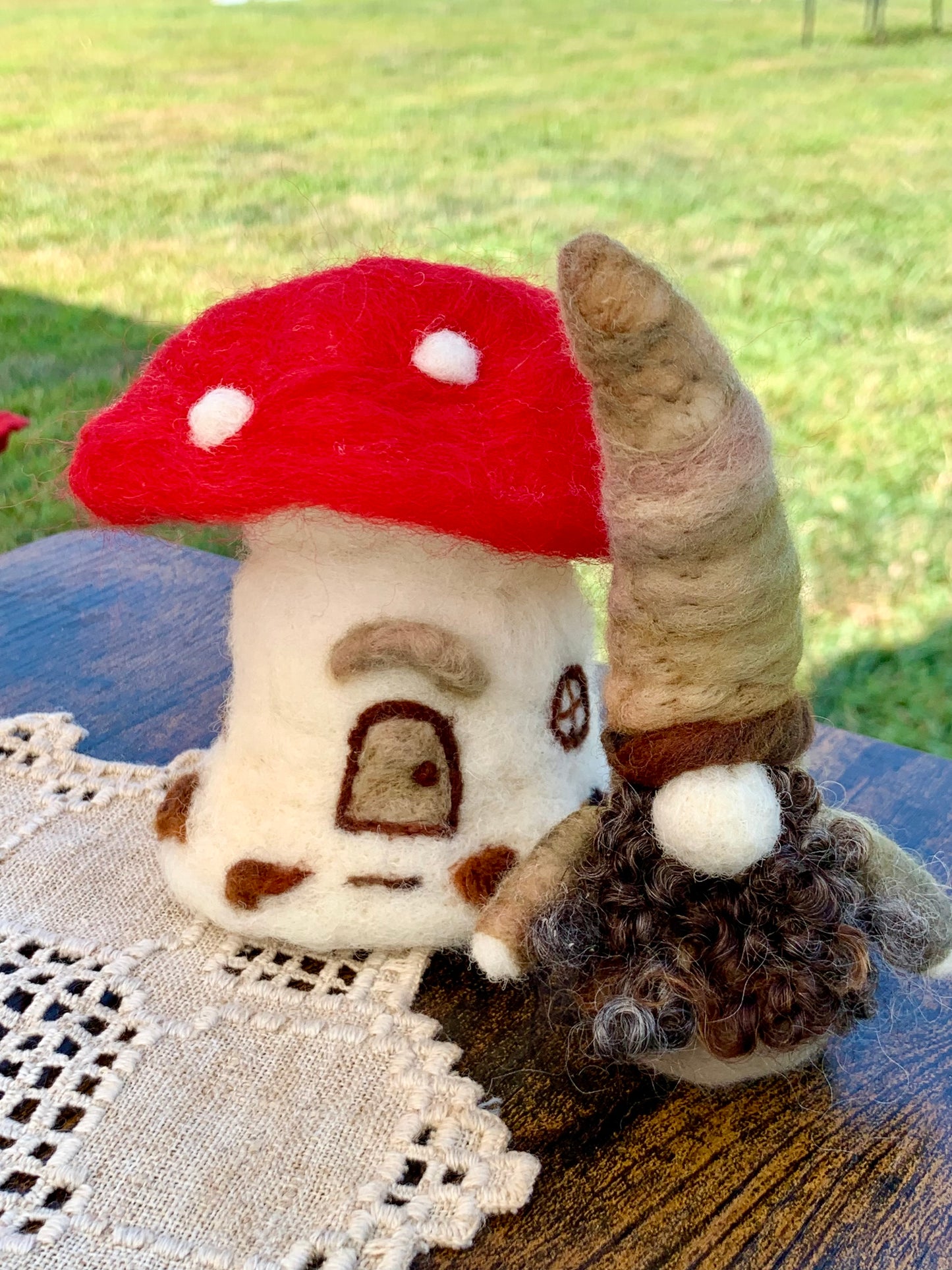 Needle Felt Gnome – Autumn Nordic Fall Decor – Short Wool Gonk – Handmade Woodland Gnome Waldorf Inspired Sculpture