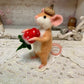 Needle-Felted Mouse with Strawberry – Handmade Natural Fiber Art Doll | Whimsical Woodland Decor Collectible Dressed Figurine