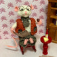 Needle Felted Mouse, Mr. Whiskers, with Glasses and Wine, Birthday present, Felt mouse, Eco Toy, OOAK Art Doll, made in USA, Grandpa Gift