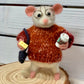 Pumpkin Needle-Felted Mouse – Handmade Autumn Decor, Cute Coffee Lover Mouse, Fall Gift, Wool Figurine for Mouse Collectors Stuffed Animal