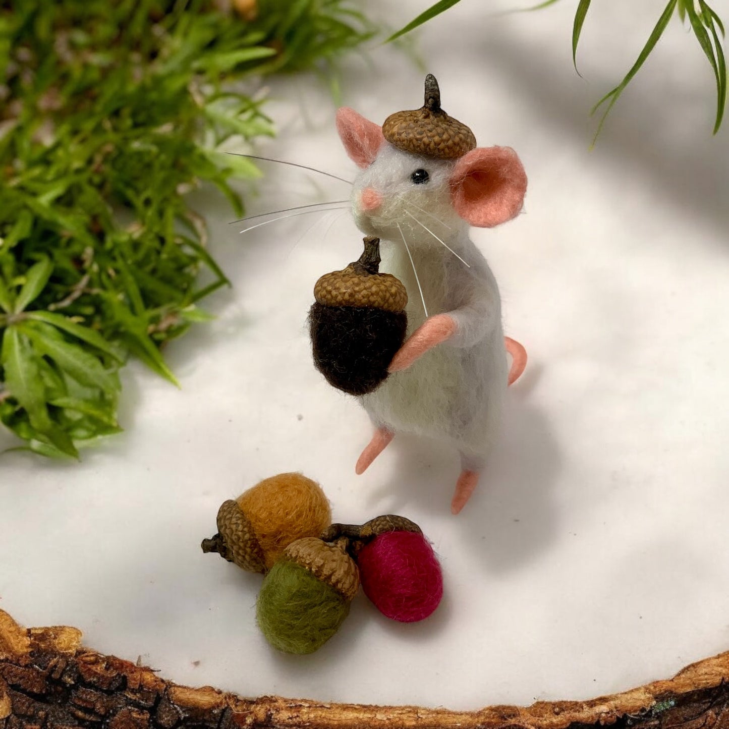 Needle-Felted Pip the Mouse – Handmade Natural Fiber Art Doll | Whimsical Woodland Decor Collectible Dressed Figurine