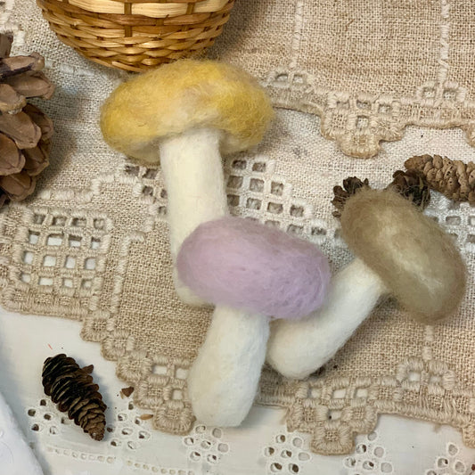 Needle Felted Mushrooms – Magical Fairy Decor, Whimsical Woodland Art, Handmade Cottagecore Gifts, Ornaments Set of 3 Mushroom