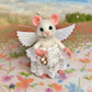 Handcrafted felted mouse angel toy by Fox Hollow Friends – woodland creature gift spring