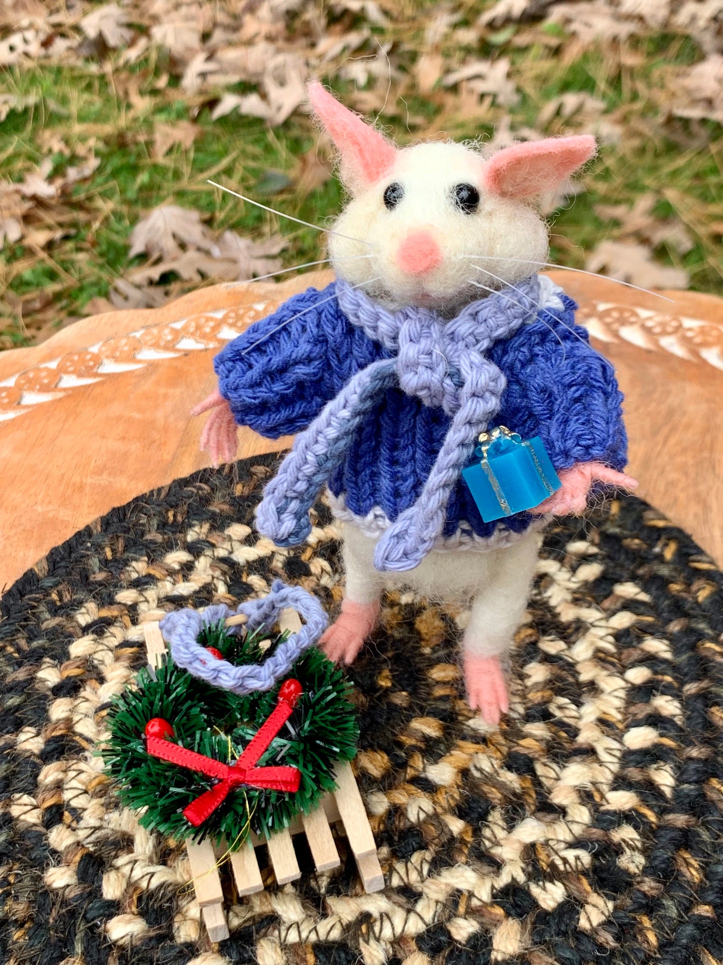 Christian the Mouse, natural fiber friend, felt mouse, OOAK Art Doll