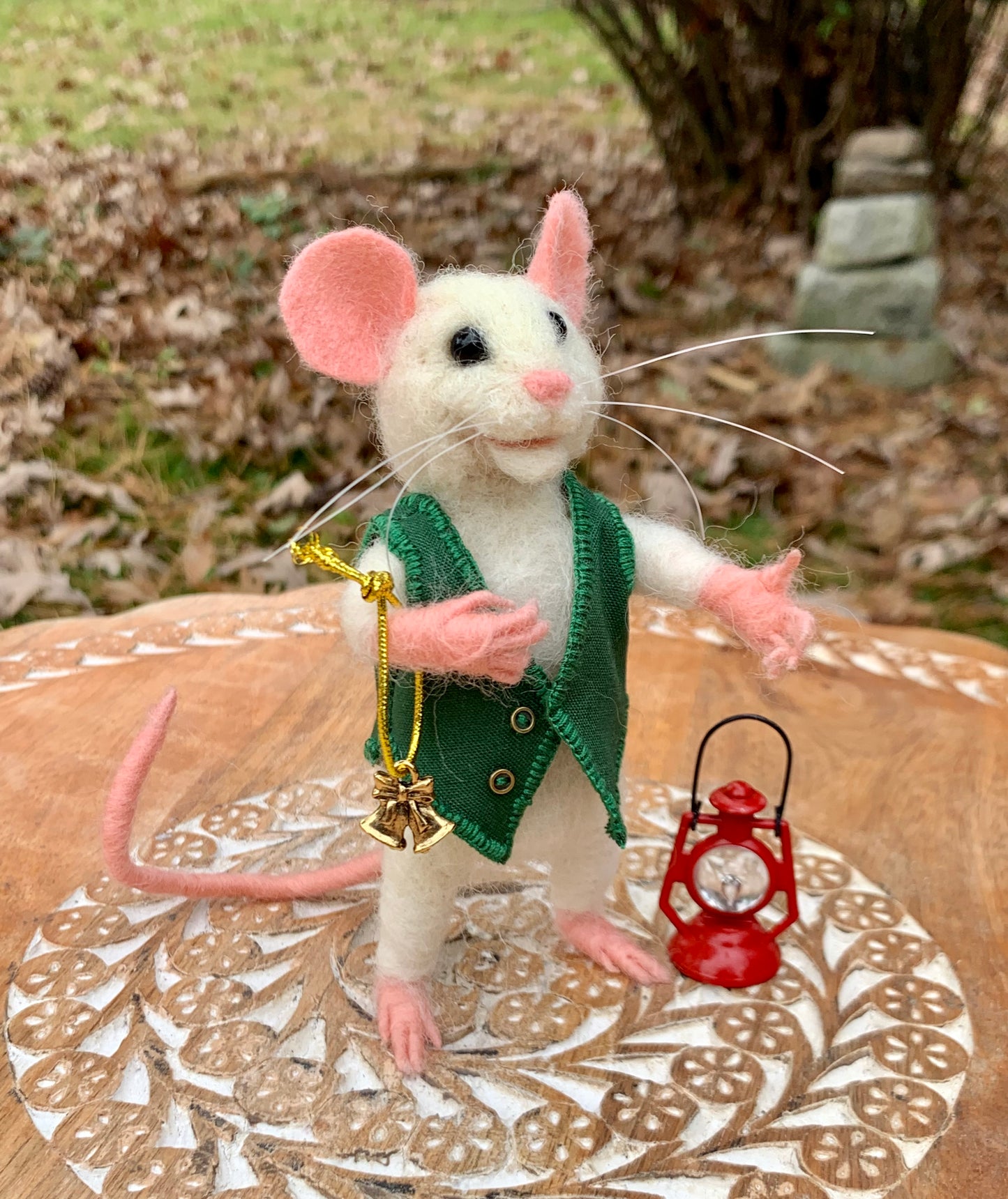 Felix the Mouse, natural fiber friend, felt mouse, OOAK Art Doll