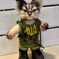 Javelina the Cat, Ukrainian Soldier, natural fiber friend, felted cat art doll, OOAK