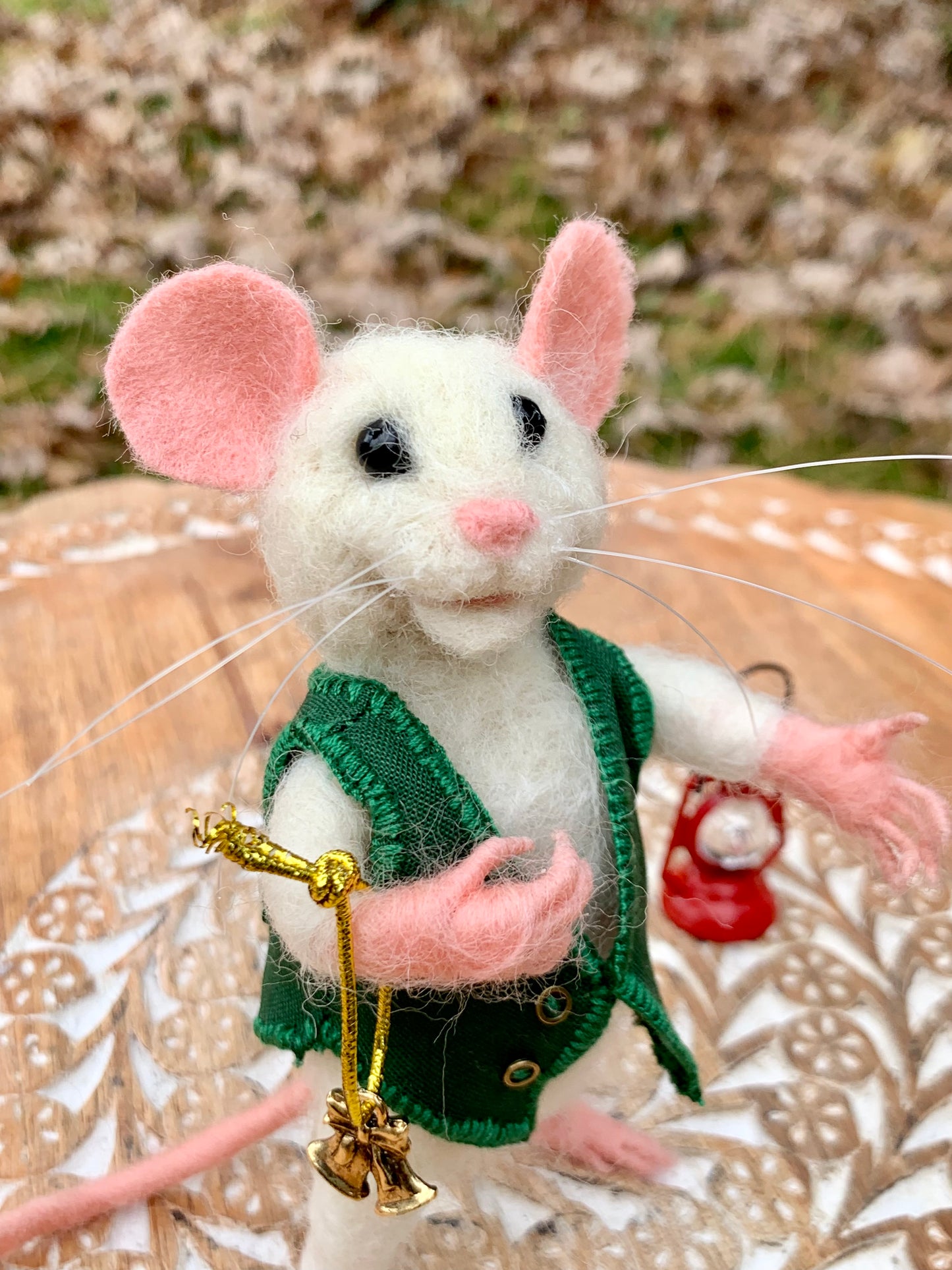 Felix the Mouse, natural fiber friend, felt mouse, OOAK Art Doll