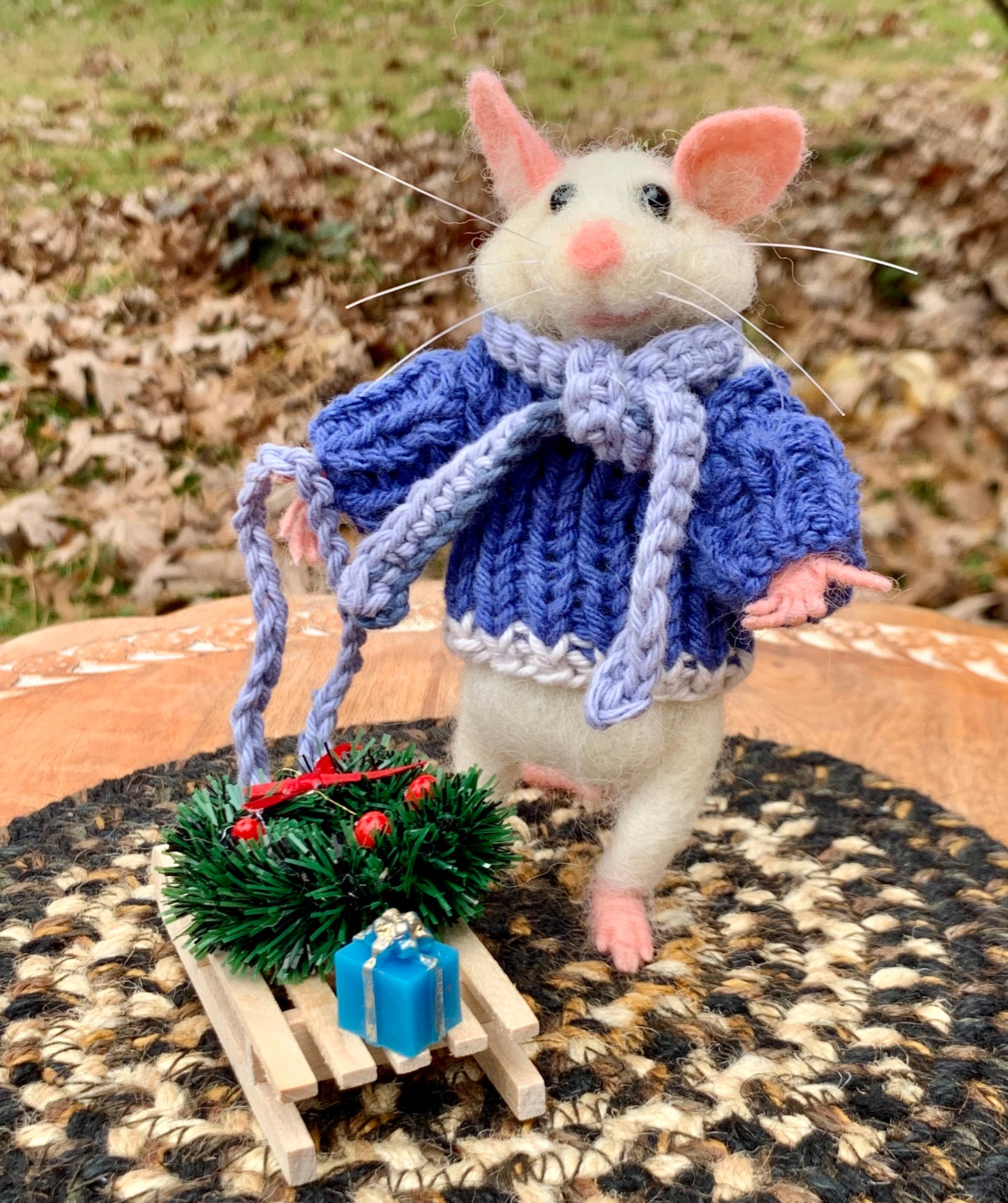 Christian the Mouse, natural fiber friend, felt mouse, OOAK Art Doll