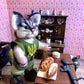 Javelina the Cat, Ukrainian Soldier, natural fiber friend, felted cat art doll, OOAK