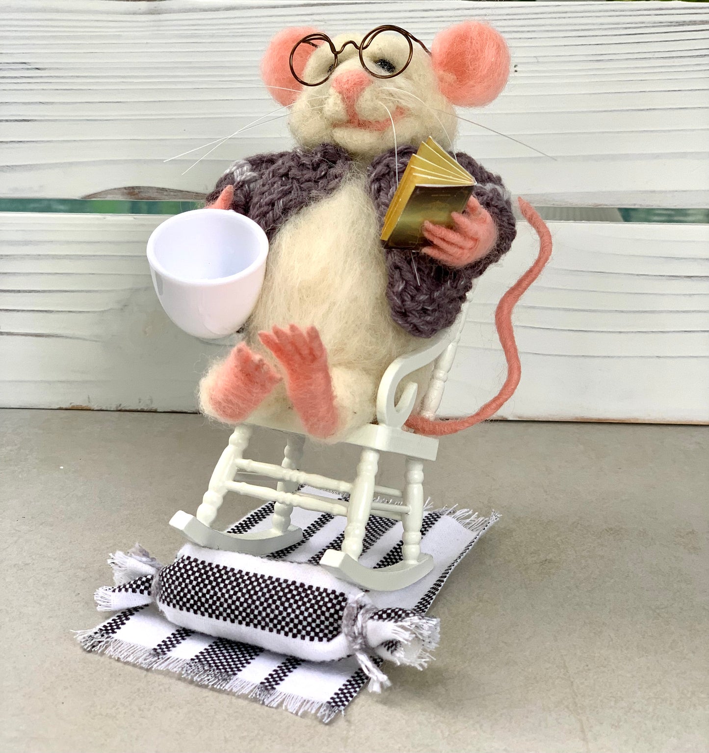 Edward the Elder Mouse, natural fiber friend, felt mouse, OOAK Art Doll