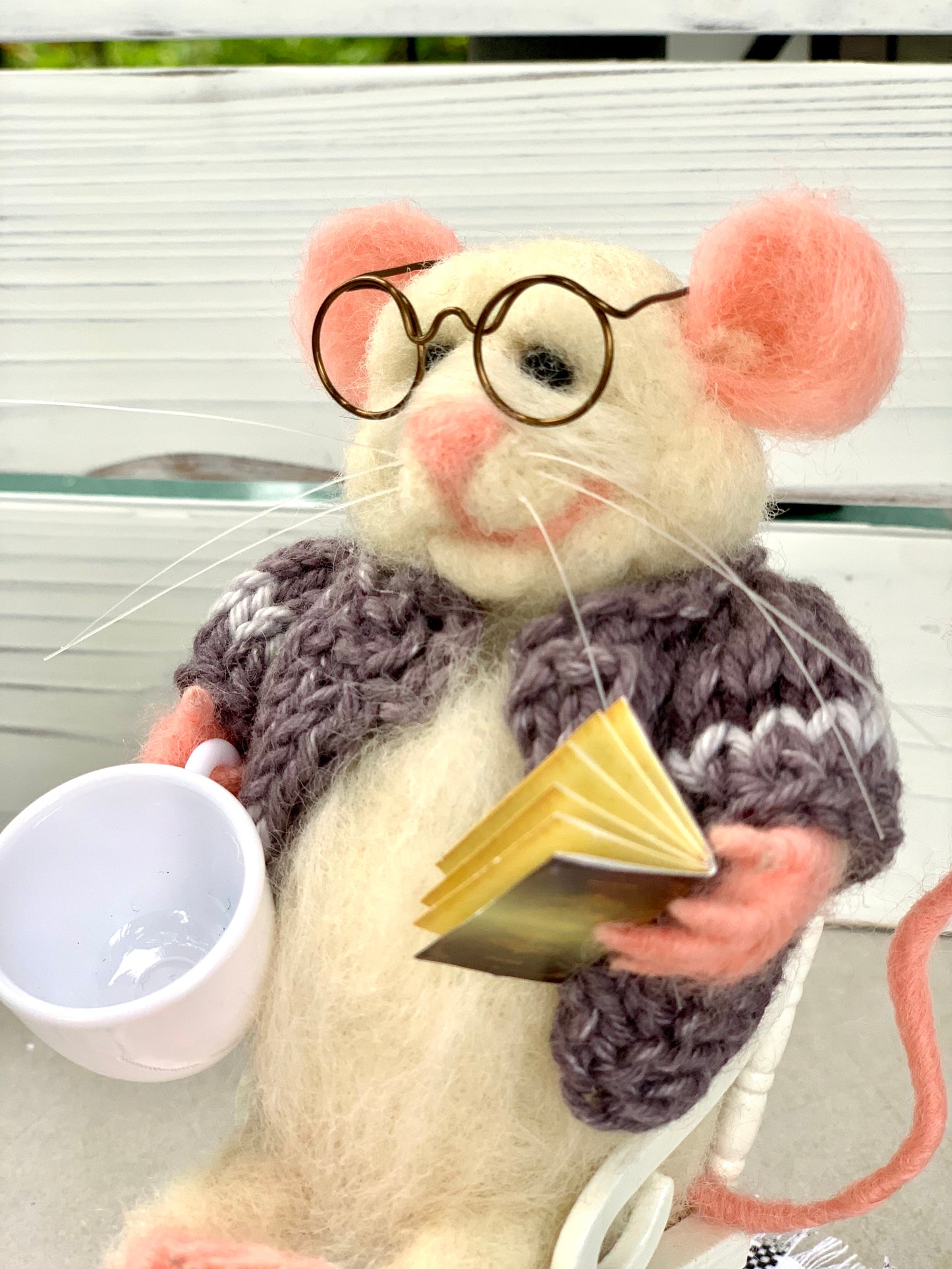 Edward the Elder Mouse, natural fiber friend, felt mouse, OOAK Art Doll