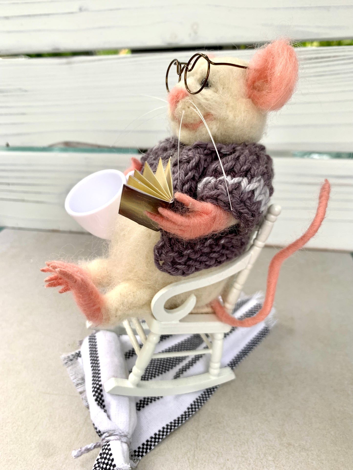 Edward the Elder Mouse, natural fiber friend, felt mouse, OOAK Art Doll