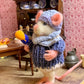 Topo Adagio Mouse, natural fiber friend, felt mouse, OOAK Art Doll