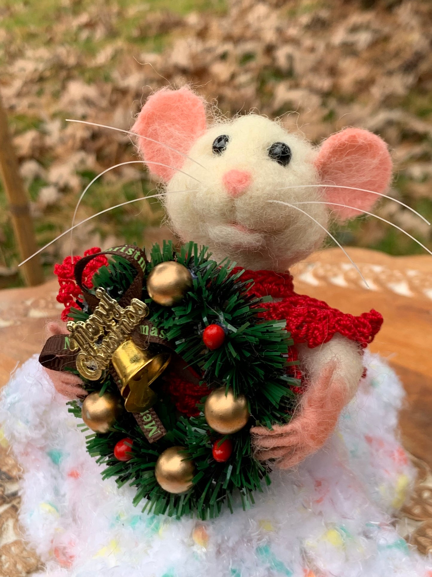 Gloria the Mouse, natural fiber friend, felt mouse, OOAK Art Doll