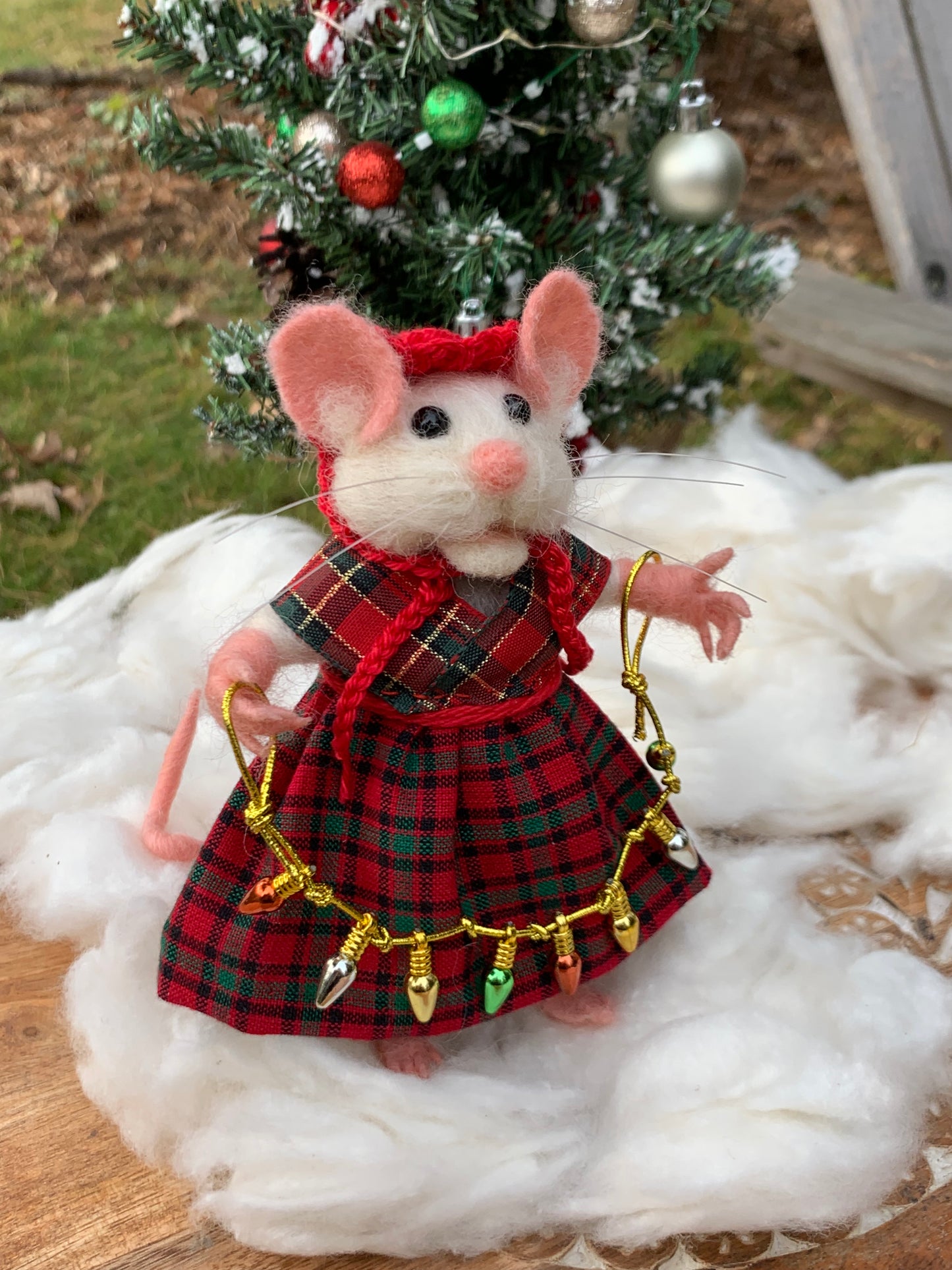 Hilda the Mouse, natural fiber friend, felt mouse, OOAK Art Doll