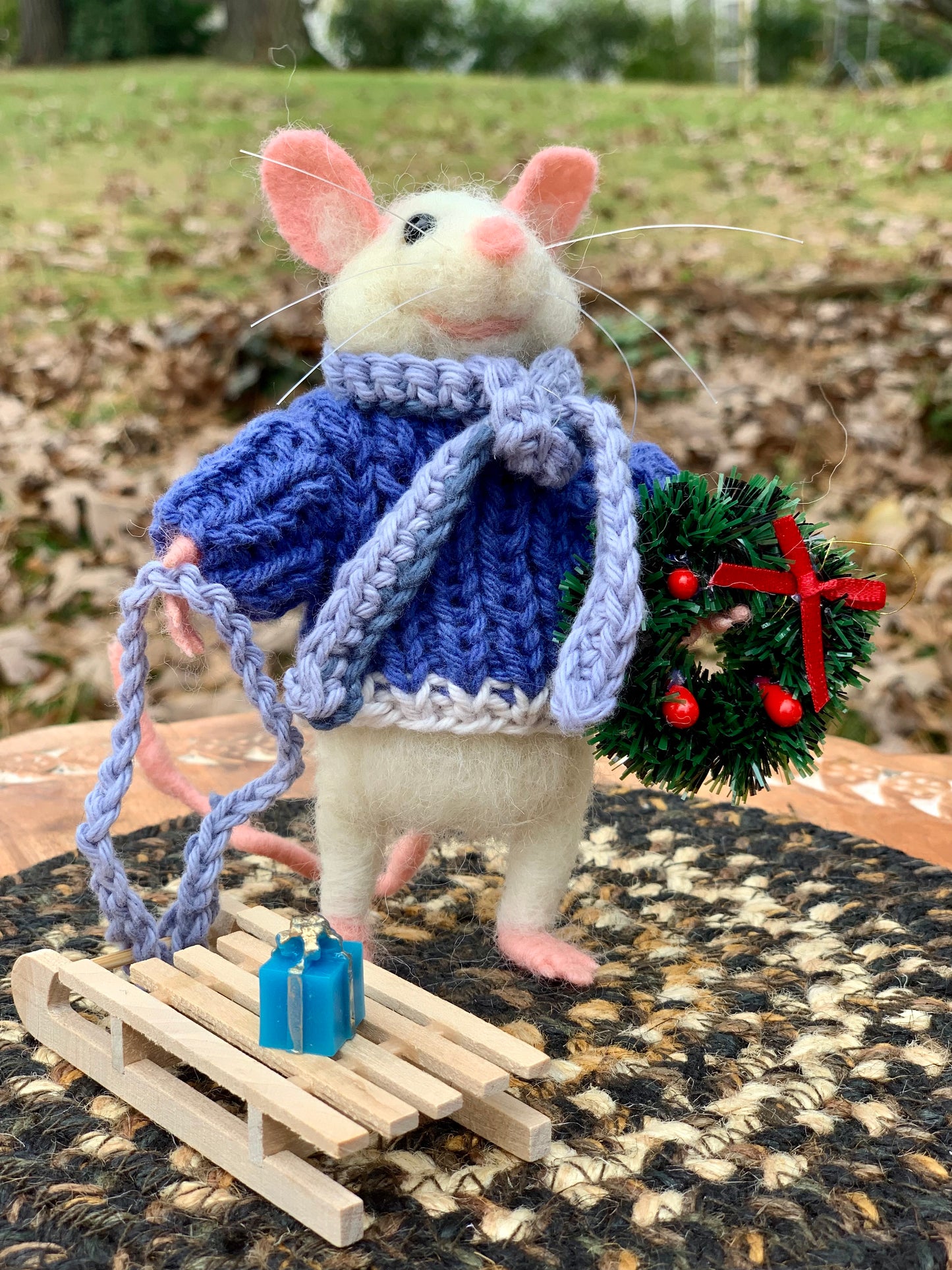 Christian the Mouse, natural fiber friend, felt mouse, OOAK Art Doll