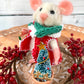 Sebastian The Christmas Mouse, natural fiber doll, felt mouse, OOAK Art Doll, Needle felted Mouse