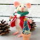 Sebastian The Christmas Mouse, natural fiber doll, felt mouse, OOAK Art Doll, Needle felted Mouse