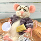 Edward the Elder Mouse, natural fiber friend, felt mouse, OOAK Art Doll