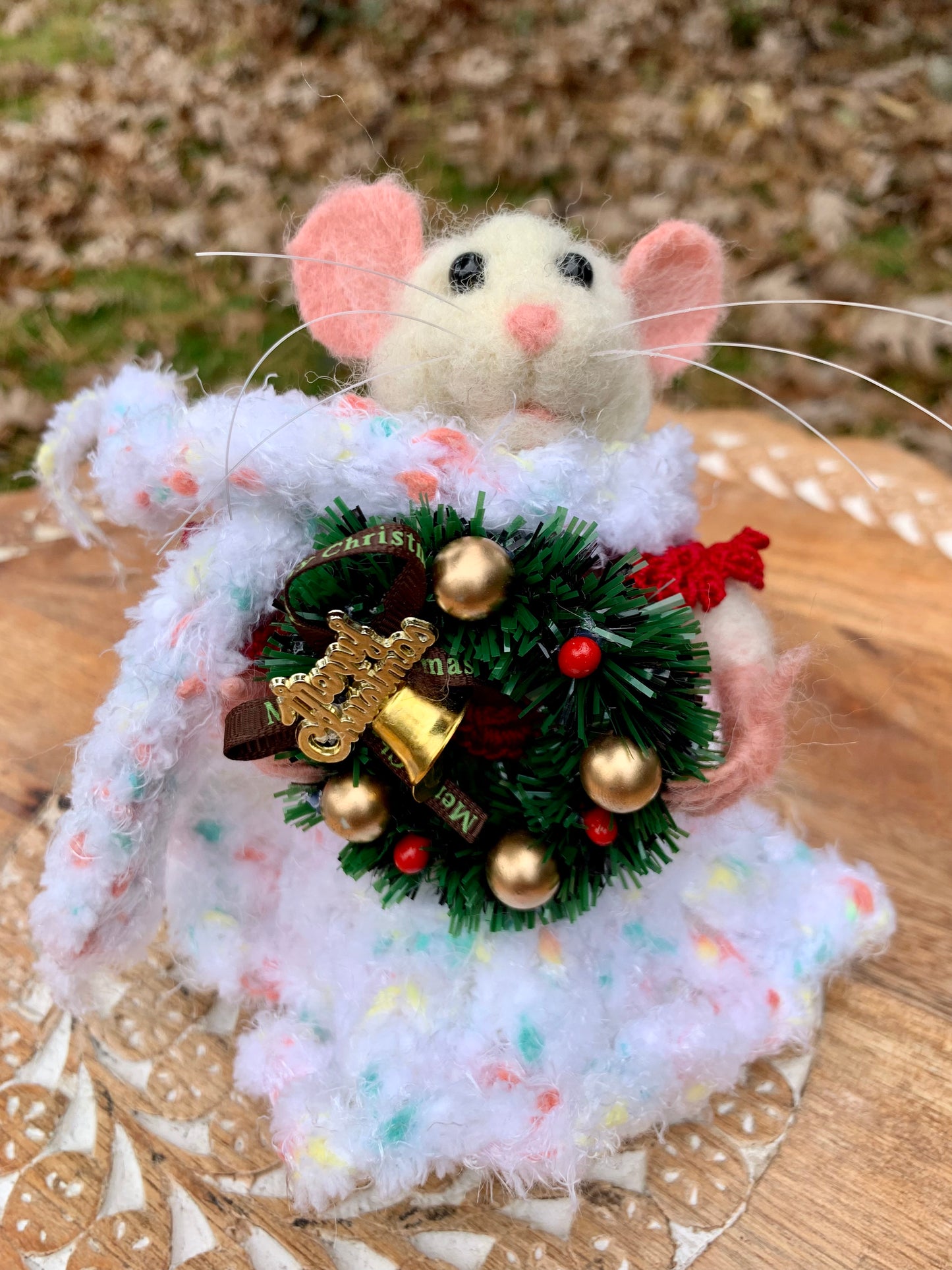 Gloria the Mouse, natural fiber friend, felt mouse, OOAK Art Doll