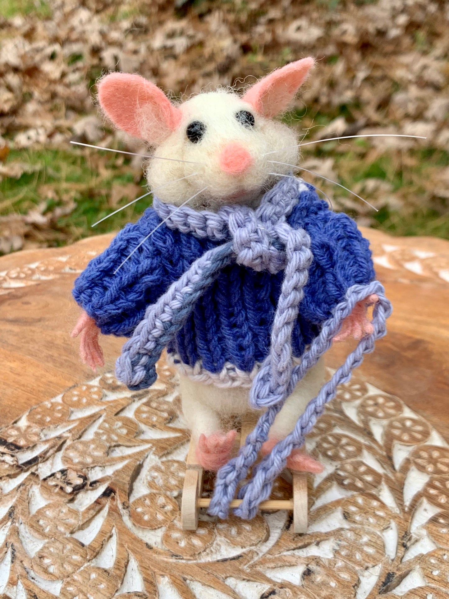 Christian the Mouse, natural fiber friend, felt mouse, OOAK Art Doll