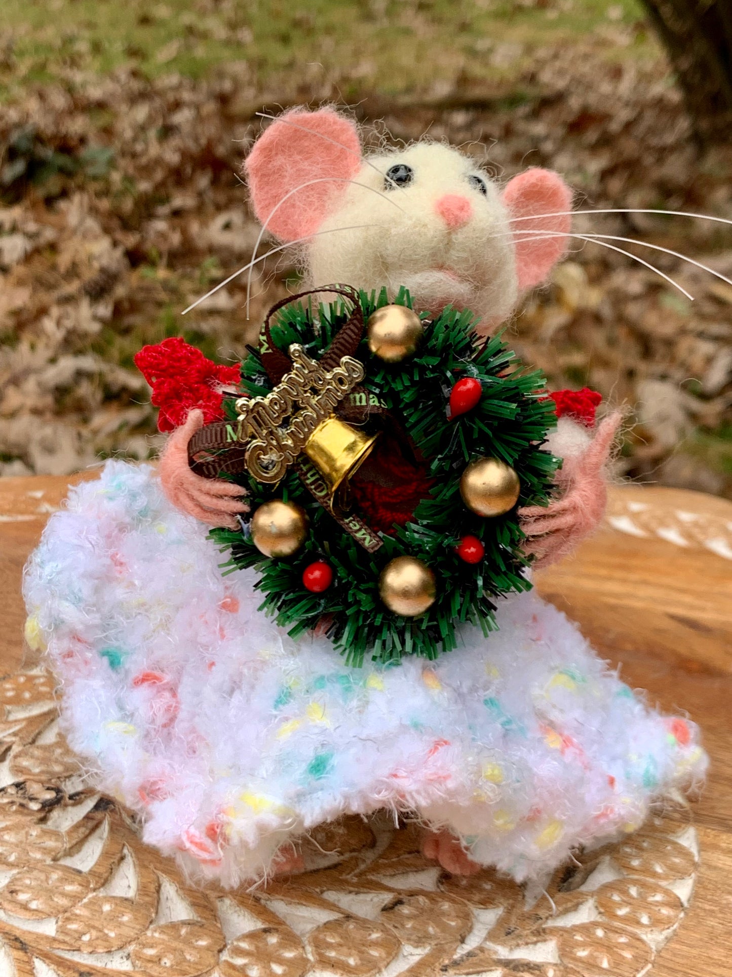 Gloria the Mouse, natural fiber friend, felt mouse, OOAK Art Doll