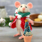 Needle-Felted Sebastian the Christmas Mouse – Handmade Natural Fiber Holiday Art Doll